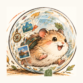 mybu icon: a hamster with a backpack running inside a clear ball